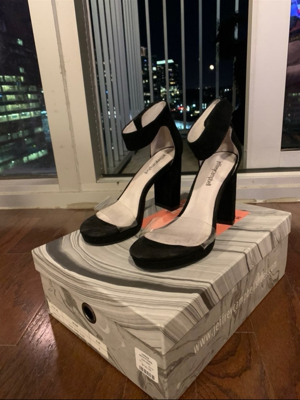 Jeffrey Campbell black and clear heels